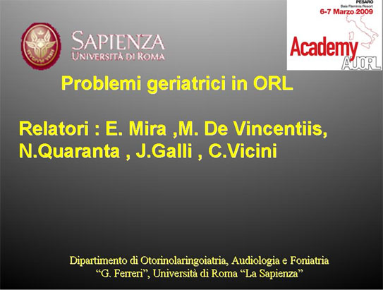 Problemi geriatrici in ORL